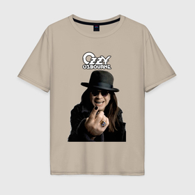 Мужская футболка хлопок Oversize с принтом Ozzy Osbourne fist в Кировске, 100% хлопок | свободный крой, круглый ворот, “спинка” длиннее передней части | 