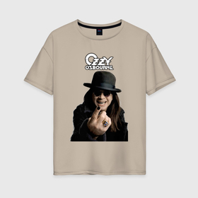 Женская футболка хлопок Oversize с принтом Ozzy Osbourne fist в Петрозаводске, 100% хлопок | свободный крой, круглый ворот, спущенный рукав, длина до линии бедер
 | 
