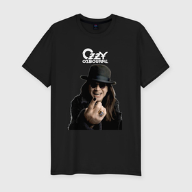 Мужская футболка хлопок Slim с принтом Ozzy Osbourne fist в Тюмени, 92% хлопок, 8% лайкра | приталенный силуэт, круглый вырез ворота, длина до линии бедра, короткий рукав | 