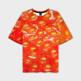 Мужская футболка oversize 3D с принтом Текстура спелой клубники макро фото в Курске,  |  | 