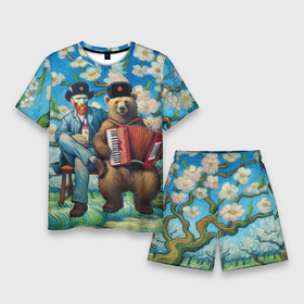 Мужской костюм с шортами 3D с принтом Русский медведь Винсента Ван Гога ,  |  | Тематика изображения на принте: 