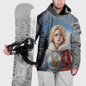 Накидка на куртку 3D с принтом Красавица в зимнем лесу в Тюмени, 100% полиэстер |  | Тематика изображения на принте: 