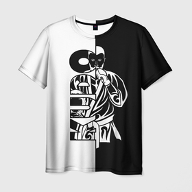 Мужская футболка 3D с принтом Kudo черно белое в Кировске, 100% полиэфир | прямой крой, круглый вырез горловины, длина до линии бедер | Тематика изображения на принте: 