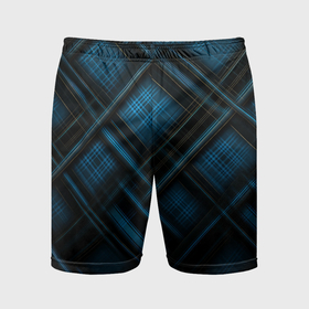 Мужские шорты спортивные с принтом Тёмно синяя шотландская клетка в Санкт-Петербурге,  |  | 
