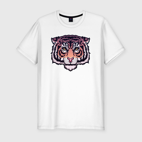 Мужская футболка хлопок Slim с принтом Tribal gradient tiger в Санкт-Петербурге, 92% хлопок, 8% лайкра | приталенный силуэт, круглый вырез ворота, длина до линии бедра, короткий рукав | 