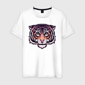 Мужская футболка хлопок с принтом Tribal gradient tiger в Санкт-Петербурге, 100% хлопок | прямой крой, круглый вырез горловины, длина до линии бедер, слегка спущенное плечо. | 