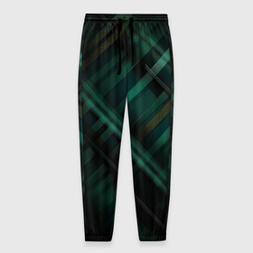 Мужские брюки 3D с принтом Тёмно зелёная шотландская клетка , 100% полиэстер | манжеты по низу, эластичный пояс регулируется шнурком, по бокам два кармана без застежек, внутренняя часть кармана из мелкой сетки | 