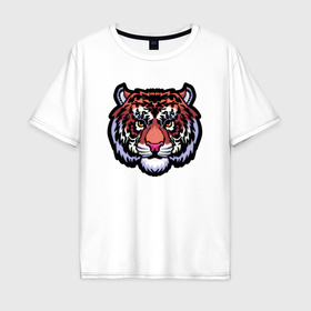 Мужская футболка хлопок Oversize с принтом Мягкий тигр , 100% хлопок | свободный крой, круглый ворот, “спинка” длиннее передней части | Тематика изображения на принте: 
