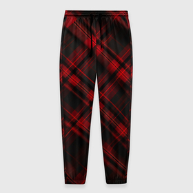 Мужские брюки 3D с принтом Тёмно красная шотландская клетка в Санкт-Петербурге, 100% полиэстер | манжеты по низу, эластичный пояс регулируется шнурком, по бокам два кармана без застежек, внутренняя часть кармана из мелкой сетки | 