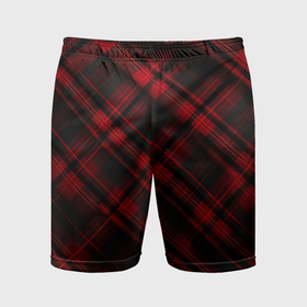 Мужские шорты спортивные с принтом Тёмно красная шотландская клетка в Санкт-Петербурге,  |  | Тематика изображения на принте: 