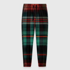Мужские брюки 3D с принтом Красно зелёная шотландская клетка в Санкт-Петербурге, 100% полиэстер | манжеты по низу, эластичный пояс регулируется шнурком, по бокам два кармана без застежек, внутренняя часть кармана из мелкой сетки | 