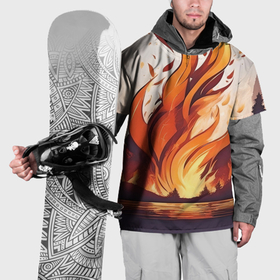 Накидка на куртку 3D с принтом Лесной пожар в Белгороде, 100% полиэстер |  | 