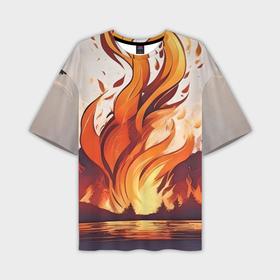 Мужская футболка oversize 3D с принтом Лесной пожар в Курске,  |  | 