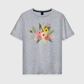 Женская футболка хлопок Oversize с принтом Особенный гербарий в Кировске, 100% хлопок | свободный крой, круглый ворот, спущенный рукав, длина до линии бедер
 | 
