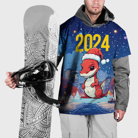 Накидка на куртку 3D с принтом 2024 красный новогодний дракон в Кировске, 100% полиэстер |  | 