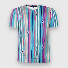 Мужская футболка 3D Slim с принтом Глазные яблоки в Санкт-Петербурге, 100% полиэстер с улучшенными характеристиками | приталенный силуэт, круглая горловина, широкие плечи, сужается к линии бедра | Тематика изображения на принте: 