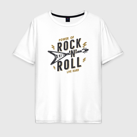 Мужская футболка хлопок Oversize с принтом Power of rock n roll , 100% хлопок | свободный крой, круглый ворот, “спинка” длиннее передней части | 