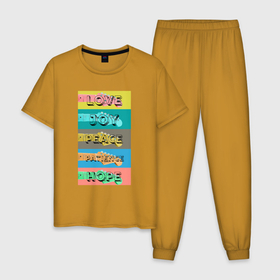 Мужская пижама хлопок с принтом Любовь радость мир терпение надежда в Тюмени, 100% хлопок | брюки и футболка прямого кроя, без карманов, на брюках мягкая резинка на поясе и по низу штанин
 | Тематика изображения на принте: 