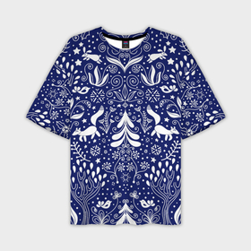 Мужская футболка oversize 3D с принтом Зимний лес в скандинавском стиле   паттерн в Курске,  |  | 