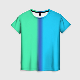Женская футболка 3D с принтом Сине зелёный светлый градиент , 100% полиэфир ( синтетическое хлопкоподобное полотно) | прямой крой, круглый вырез горловины, длина до линии бедер | 