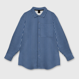 Мужская рубашка oversize 3D с принтом Строгий синий в полоску в Тюмени,  |  | 