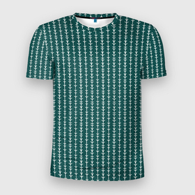 Мужская футболка 3D Slim с принтом Зелёно морской в полоску в Курске, 100% полиэстер с улучшенными характеристиками | приталенный силуэт, круглая горловина, широкие плечи, сужается к линии бедра | Тематика изображения на принте: 