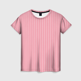 Женская футболка 3D с принтом Розовый широкая полоска в Санкт-Петербурге, 100% полиэфир ( синтетическое хлопкоподобное полотно) | прямой крой, круглый вырез горловины, длина до линии бедер | Тематика изображения на принте: 