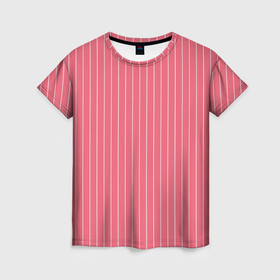 Женская футболка 3D с принтом Серьёзный розовый с полоску , 100% полиэфир ( синтетическое хлопкоподобное полотно) | прямой крой, круглый вырез горловины, длина до линии бедер | 