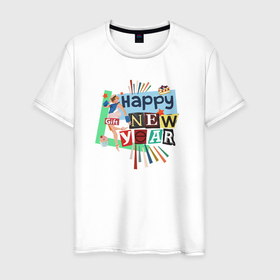 Мужская футболка хлопок с принтом Бумажный Новый год в Санкт-Петербурге, 100% хлопок | прямой крой, круглый вырез горловины, длина до линии бедер, слегка спущенное плечо. | 