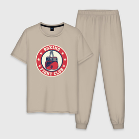 Мужская пижама хлопок с принтом Boxing fight club в Белгороде, 100% хлопок | брюки и футболка прямого кроя, без карманов, на брюках мягкая резинка на поясе и по низу штанин
 | 