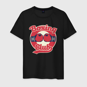 Мужская футболка хлопок с принтом Бокс клуб в Курске, 100% хлопок | прямой крой, круглый вырез горловины, длина до линии бедер, слегка спущенное плечо. | 