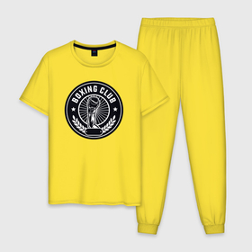 Мужская пижама хлопок с принтом Клуб бокса в Курске, 100% хлопок | брюки и футболка прямого кроя, без карманов, на брюках мягкая резинка на поясе и по низу штанин
 | 
