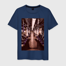 Мужская футболка хлопок с принтом Призрачный поезд в Кировске, 100% хлопок | прямой крой, круглый вырез горловины, длина до линии бедер, слегка спущенное плечо. | 