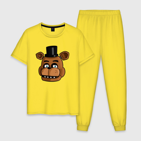Мужская пижама хлопок с принтом Фредди устал в Тюмени, 100% хлопок | брюки и футболка прямого кроя, без карманов, на брюках мягкая резинка на поясе и по низу штанин
 | 