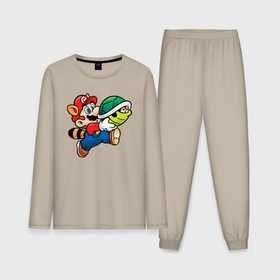 Мужская пижама с лонгсливом хлопок с принтом Марио несёт черепашку в Курске,  |  | 