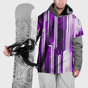Накидка на куртку 3D с принтом Киберпанк полосы белый и фиолетовый , 100% полиэстер |  | 