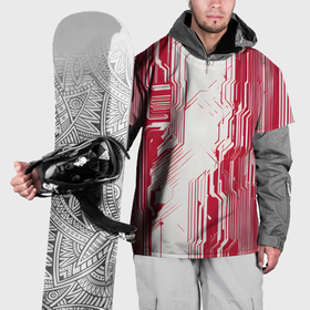 Накидка на куртку 3D с принтом Красные линии на белом фоне киберпанк , 100% полиэстер |  | 