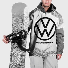 Накидка на куртку 3D с принтом Volkswagen speed на светлом фоне со следами шин в Петрозаводске, 100% полиэстер |  | Тематика изображения на принте: 