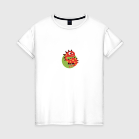 Женская футболка хлопок с принтом Красный дракон 2024 в Тюмени, 100% хлопок | прямой крой, круглый вырез горловины, длина до линии бедер, слегка спущенное плечо | 