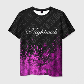 Мужская футболка 3D с принтом Nightwish rock legends посередине в Кировске, 100% полиэфир | прямой крой, круглый вырез горловины, длина до линии бедер | 