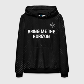 Мужская толстовка 3D с принтом Bring Me the Horizon glitch на темном фоне посередине в Тюмени, 100% полиэстер | двухслойный капюшон со шнурком для регулировки, мягкие манжеты на рукавах и по низу толстовки, спереди карман-кенгуру с мягким внутренним слоем. | 