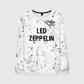 Мужской свитшот 3D с принтом Led Zeppelin glitch на светлом фоне посередине в Белгороде, 100% полиэстер с мягким внутренним слоем | круглый вырез горловины, мягкая резинка на манжетах и поясе, свободная посадка по фигуре | 