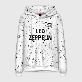 Мужская толстовка 3D с принтом Led Zeppelin glitch на светлом фоне посередине в Белгороде, 100% полиэстер | двухслойный капюшон со шнурком для регулировки, мягкие манжеты на рукавах и по низу толстовки, спереди карман-кенгуру с мягким внутренним слоем. | 