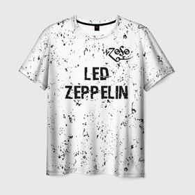 Мужская футболка 3D с принтом Led Zeppelin glitch на светлом фоне посередине в Белгороде, 100% полиэфир | прямой крой, круглый вырез горловины, длина до линии бедер | 