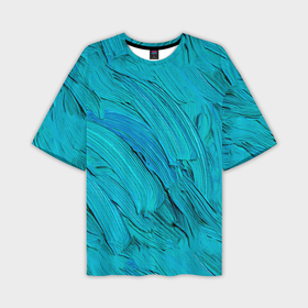 Мужская футболка oversize 3D с принтом Голубая масляная краска в Новосибирске,  |  | Тематика изображения на принте: 