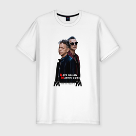Мужская футболка хлопок Slim с принтом Depeche Mode   Dave and Martin Memento Mori в Курске, 92% хлопок, 8% лайкра | приталенный силуэт, круглый вырез ворота, длина до линии бедра, короткий рукав | Тематика изображения на принте: 