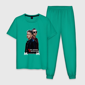 Мужская пижама хлопок с принтом Depeche Mode   Dave Gahan and Martin Gore memento mori в Новосибирске, 100% хлопок | брюки и футболка прямого кроя, без карманов, на брюках мягкая резинка на поясе и по низу штанин
 | 