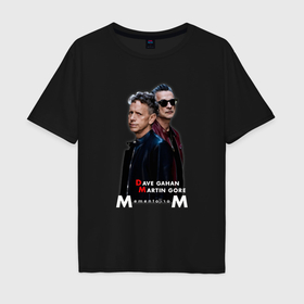 Мужская футболка хлопок Oversize с принтом Depeche Mode   Dave Gahan and Martin Gore memento mori в Петрозаводске, 100% хлопок | свободный крой, круглый ворот, “спинка” длиннее передней части | Тематика изображения на принте: 