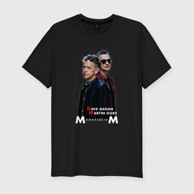 Мужская футболка хлопок Slim с принтом Depeche Mode   Dave Gahan and Martin Gore memento mori в Екатеринбурге, 92% хлопок, 8% лайкра | приталенный силуэт, круглый вырез ворота, длина до линии бедра, короткий рукав | 
