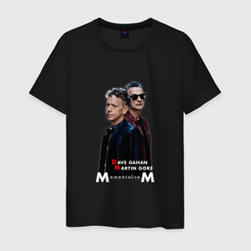 Мужская футболка хлопок с принтом Depeche Mode   Dave Gahan and Martin Gore memento mori в Рязани, 100% хлопок | прямой крой, круглый вырез горловины, длина до линии бедер, слегка спущенное плечо. | Тематика изображения на принте: 